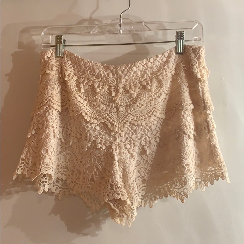 Cream crocheted shorts